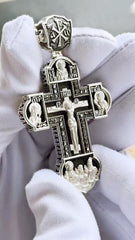 Christian Orthodox Cross Necklace, Jesus Cross Pendant, Mens Pendant, Silver Christian Jewelry,Religious Pendant, Birthday Gift for Him 334
