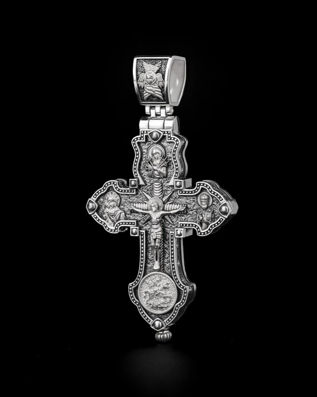 Handmade 925 silver cross  Crucifixion of Christ,Cross Pendant,Orthodox Cross,Christian Cross,Men Cross (accessories,gifts)346