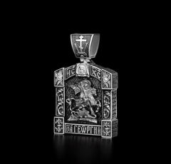 Saint George Dragon Religious Necklace, Saint George, St George Dragon, St George, Antique Religious, Antique Necklace, Dragon Pendant 524