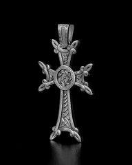 Christian Orthodox Cross Necklace, Jesus Cross Pendant, Mens Pendant, Silver Christian Jewelry,Religious Pendant, Birthday Gift for Him 325