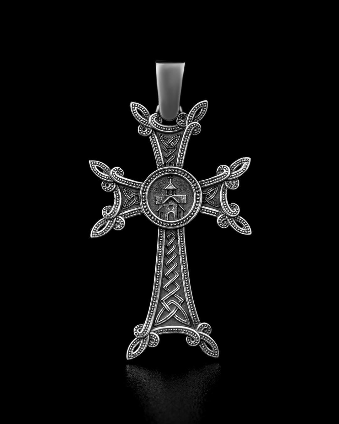 Christian Orthodox Cross Necklace, Jesus Cross Pendant, Mens Pendant, Silver Christian Jewelry,Religious Pendant, Birthday Gift for Him 325