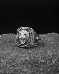 leopard Ring, Mens Ring, Silver  Jewelry, Ring, Birthday Gift for Him 413