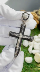 Christian Orthodox Cross Necklace, Jesus Cross Pendant, Mens Pendant, Silver Christian Jewelry,Religious Pendant, Birthday Gift for Him 388