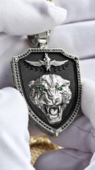 Diamond Leopard Head Pendant Necklace in 925 silver Gift for Women and Girls, Christian Orthodox Necklace,  Mens Pendant,Religious Pendant