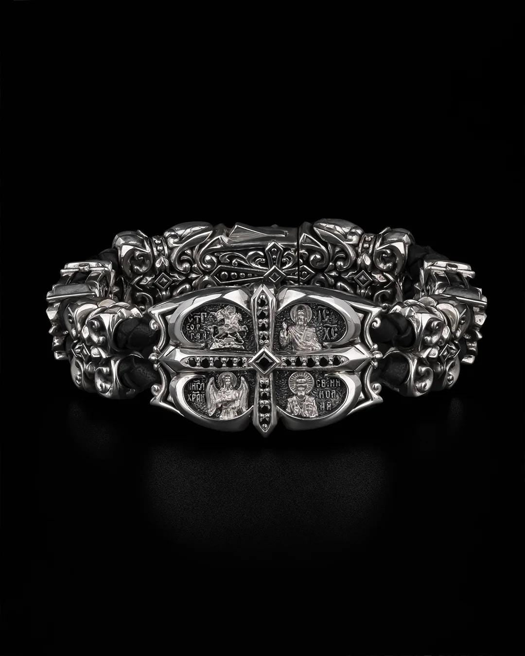 Amazing Bracelet,S925 Sterling Silver Bracelet,Handmade Creative Bracelet,Unique Gift Birthday Gift,Crucifixion of Christ,Cross ,Orthodox101