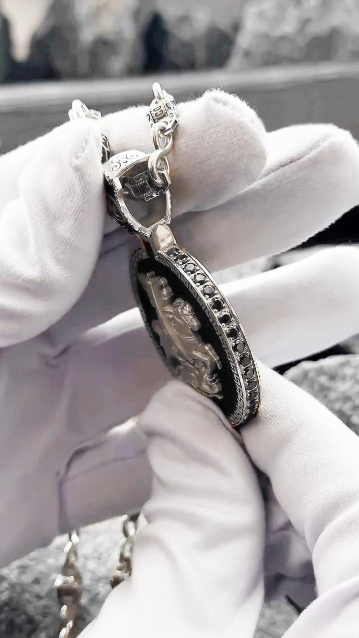 Saint George Dragon Religious Necklace, Saint George, St George Dragon, St George, Antique Religious, Antique Necklace, Dragon Pendant 540