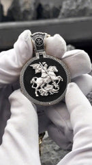 Saint George Dragon Religious Necklace, Saint George, St George Dragon, St George, Antique Religious, Antique Necklace, Dragon Pendant 540
