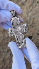 Christian Orthodox Cross Necklace, Jesus Cross Pendant, Mens Pendant, Silver Christian Jewelry,Religious Pendant, Birthday Gift for Him 368