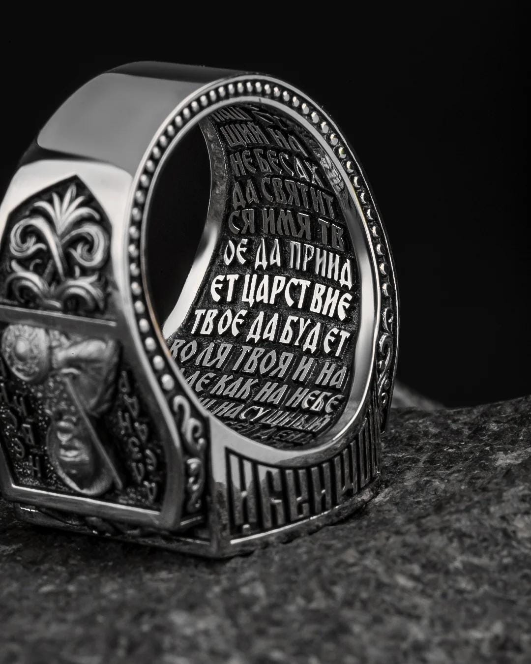 Christian Orthodox, Jesus Cross Ring, Mens Ring, Silver Christian Jewelry,Religious Ring, Birthday Gift for Him 401