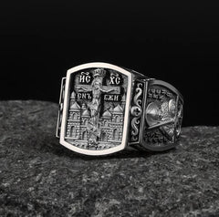 Christian Orthodox, Jesus Cross Ring, Mens Ring, Silver Christian Jewelry,Religious Ring, Birthday Gift for Him 401