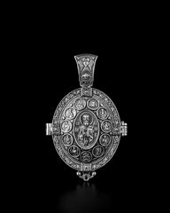 Vintage sterling silver 925 orthodox amulet Openable Reliquary St Nicholas the Wonderworker amulet God Mother of the Seven arrows Angel 534