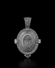 Vintage sterling silver 925 orthodox amulet Openable Reliquary St Nicholas the Wonderworker amulet God Mother of the Seven arrows Angel 534