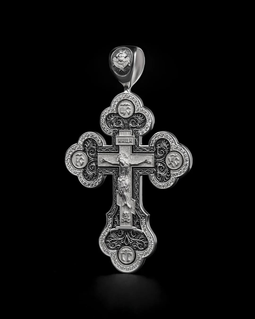 Christian Orthodox Cross Necklace, Jesus Cross Pendant, Mens Pendant, Silver Christian Jewelry,Religious Pendant, Birthday Gift for Him 343