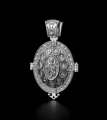 Vintage sterling silver 925 orthodox amulet Openable Reliquary St Nicholas the Wonderworker amulet God Mother of the Seven arrows Angel 534
