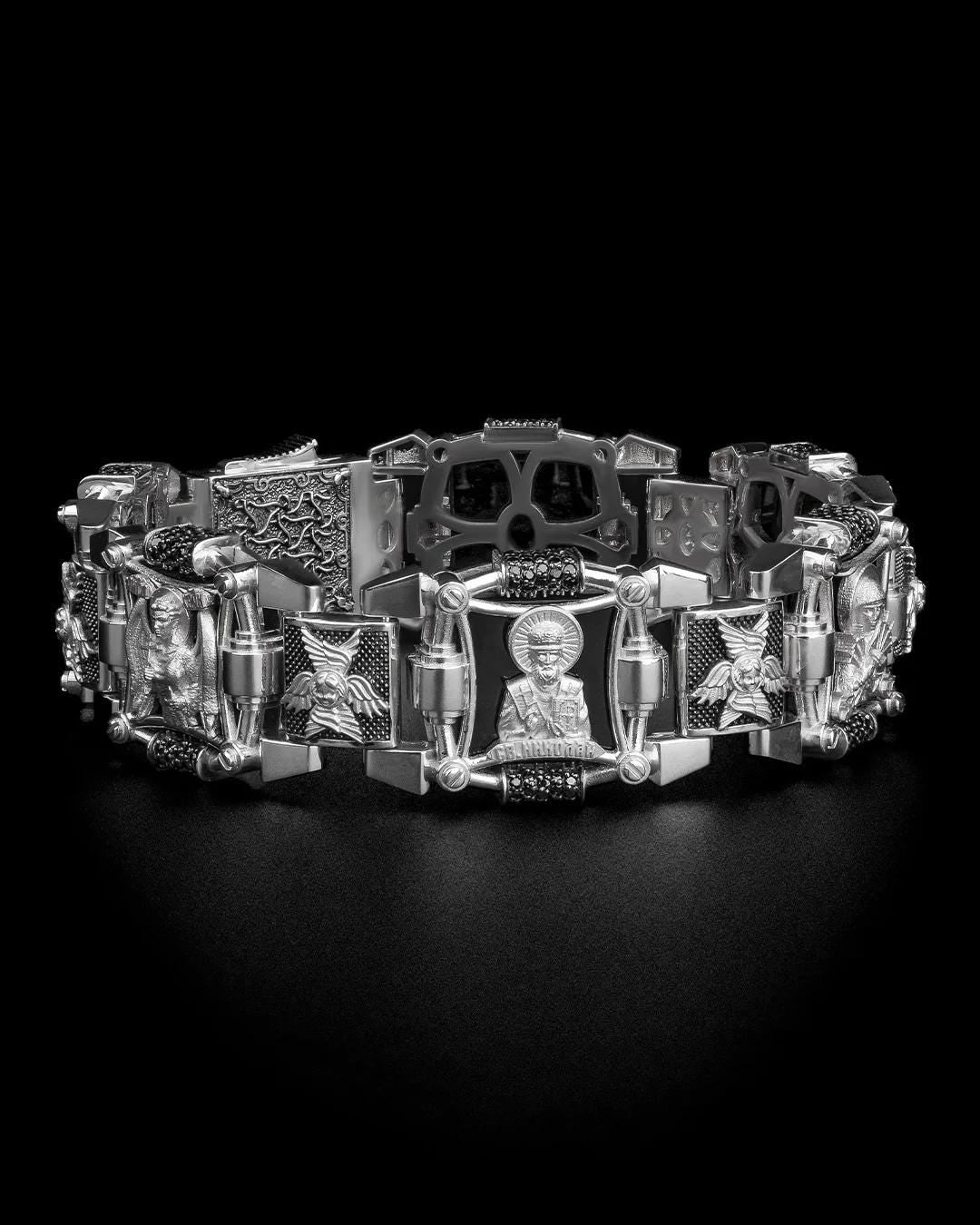 Amazing Bracelet,S925 Sterling Silver Bracelet,Handmade Creative Bracelet,Unique Gift Birthday Gift,Crucifixion of Christ,Cross ,Orthodox103