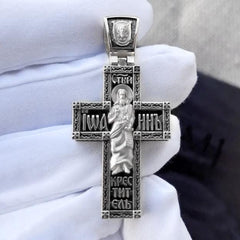 Christian Orthodox Cross Necklace, Jesus Cross Pendant, Mens Pendant, Silver Christian Jewelry,Religious Pendant, Birthday Gift for Him 311
